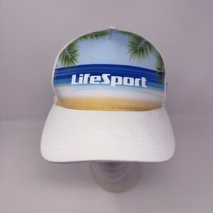 Boco Gear LifeSport Running Hat White Tropical Beach Perforated Performance Cap